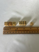 Vintage Antique Dice Lot of 6 Yellow Black Pips Mixed Sizes Bone/Celluloid? picture