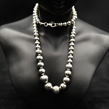 Italian Designer Original Vintage 925 Sterling Silver Pearl Beaded Ball Necklace picture