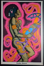 Vintage 1977? Voodoo Dancer Blacklight Small 17x11 Poster picture