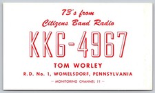 CB Radio QSL Postcard KKG-4967 Tom Worley Womelsdorf Pennsylvania C153 picture