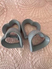 4 Vtg Ceramic Heart French County Blue Napkin Rings picture