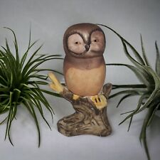VTG MIC Porcelain Ceramic Barn Owl Bird Sitting on hallowed Tree Stump picture