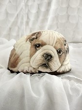 VTG BULLDOG Paperweight Doorstop 2003 Leslie Anderson Fabric Pincushion Decor picture