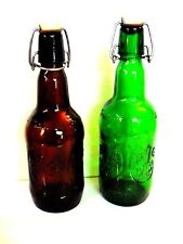 Vintage Grolsch Beer Lager 2 Green / Brown Bottles Glass Empty  picture