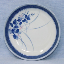 LOVELY Japanese Porcelain Bowl, Blue Leaves Pink Flowers Arita Ware? 6.5