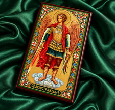 St. Archangel Michael Gold Foil Wooden Hanging Icon picture