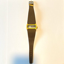 Mappin's Automatic Incabloc 25 Jewels Jump Hour Watch Gold Tone Brown Strap picture