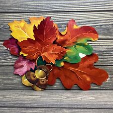 Vintage Cardboard Wall Decor Thanksgiving Fall Autumn Leaves Acorns 9￼” A1 picture
