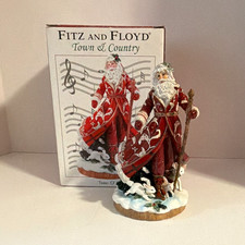 Fitz and Floyd Town & Country Santa Figurine Red/White Christmas Decor/Open Box picture