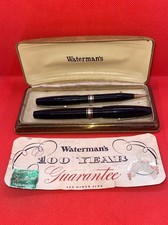 1940s Waterman’s Ideal Fountain Pen & Mechanical Pencil w/ Box & Papers 14k Nib picture