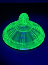 Vintage Green Uranium Glass Lid ONLY Replacement Glows 3.5