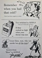 Kool Cigarettes Willie Penguin Soldier Army Sergeant Great Guns Print Ad 1944 picture