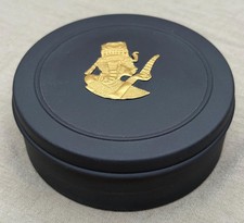 Wedgwood Black Basalt Egyptian Trinket Box – Ankhesenamun Gold Relief Box Round picture