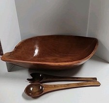 “VTG Mil Cumbres Woodware Bowl MCM Mexico Pan American Imports w/ Bonus Utensils picture