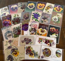 Lot of 25 Antique Pansy Postcards~Birthday Holiday Greeting Flowers Vintage~s874 picture