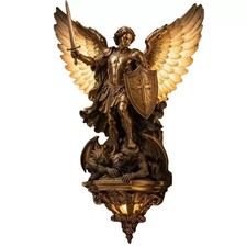 San Miguel Arcangel Statue St. Michael Archangel Religious Desktop DecorFigurine picture