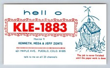Vintage Ham Radio Amateur QSL QSO Postcard KLE 1883 Pueblo, Colorado picture