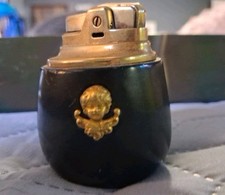 Vintage 1950s Ronson Cupid Table Lighter Black Gold Cherub MCM USA WORKS picture