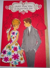 Vintage American Greetings Just For You On Valentine's Day Card 1950s picture