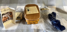 Longaberger Mini Angled Basket & lid w/ Cilantro Liner and Protector 2004 Signed picture