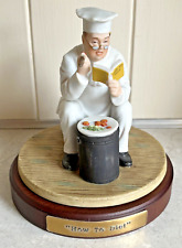 Goebel Norman Rockwell How to Diet Chef Porcelain Figurine Wooden Base Box picture