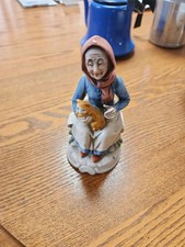 Vintage Porcelain Figurine of Elderly Woman with Cat picture