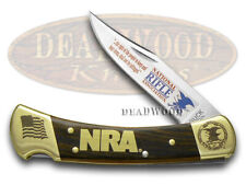 Buck 110 Folding Hunter Knife NRA National Rifle Association Wooden Stainless picture