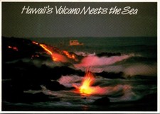 Vintage Volcano Meets The Sea Hawaii Postcard picture