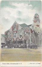 Horseheads NY Town Hall Flag Draped c1910 G.A. Treat Postcard picture