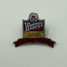 Vintage Wendy's Old Fashioned Hamburgers 25 Years Anniversary Enamel Lapel Pin picture