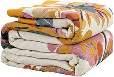 Boho Throw Blanket for Bed 60”x80”, 100% Cotton Woven Blanket for Couch Sofa, U picture