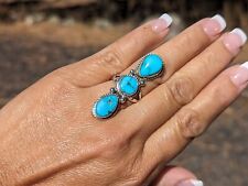 Navajo Turquoise Sterling Silver Ring Handcrafted Authentic NA Jewelry sz 7.5 picture