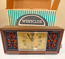 Vintage Westclox Seville Electric Alarm Clock Walnut Case Lighted Dial w Alarm picture