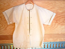 Vintage 1920s Men's Cotton Canvas Button Front Band Collar Japanese Workwear M picture