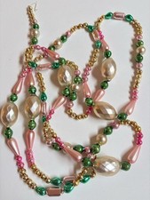 GORGEOUS Vintage Mercury Glass Bead Garland W Shaped Czech Beads 82” (520) picture