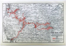Union Pacific System - Original 1926 Dated Railroad Map. Antique picture