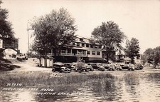 RPPC Houghton Lake Michigan Robinson's Log Cabins Fishing Photo Vtg Postcard C57 picture