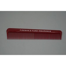 Vintage Fireman's Fund Insurance Advertising Pocket Comb Unbreakable Maroon 5in picture