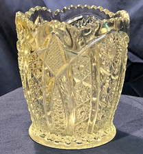 Clear Pressed Glass Starburst Pattern Scalloped Rim Round Bowl 4