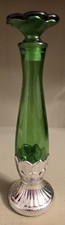 Vintage Avon Empire Green Moonwind Cologne Bottle Bud Vase Silver Base 1970s picture