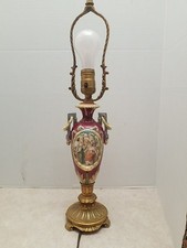 Vintage GORGEOUS ANTIQUE VICTORIAN GREEK REVIVAL PORCELAIN LAMP picture