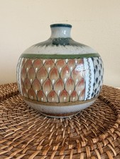 Vintage Mexican Pottery, Signed Erandi Tonala Mexico, MCM Vase, Handpainted picture