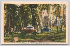 North Bay, Ontario Camping Ferguson Highway 1920s Cars PECO Unposted picture