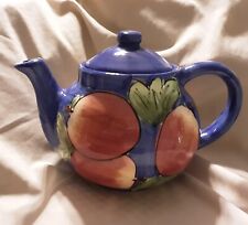 Pretty Blue Teapot w/Apples picture