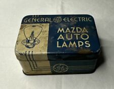 Vintage General Electric Mazda Spare Auto Lamps Bulbs Tin Box with 5 Bulbs picture