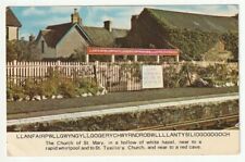 Unposted Vintage Wales PC Llanfair P.G., Anglesey rail station sign picture