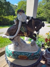 Vintage Hand Painted English Christmas Santa on Shire Horse Ceramic Imperfection picture