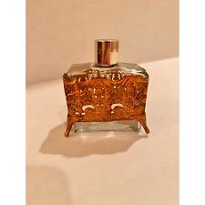 Vintage Ornate Footed Gold Filigree Cologne Perfume Vanity Bottle Removable Lid  picture