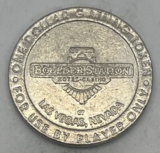 Boulder STATION $1 Casino Slot Gaming Token Las Vegas Nevada CT Nickel 1994 picture