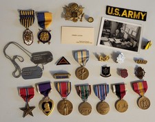 WWII US Army WIA Lt Colonel Medal Lot w/ Dog Tags  & More picture